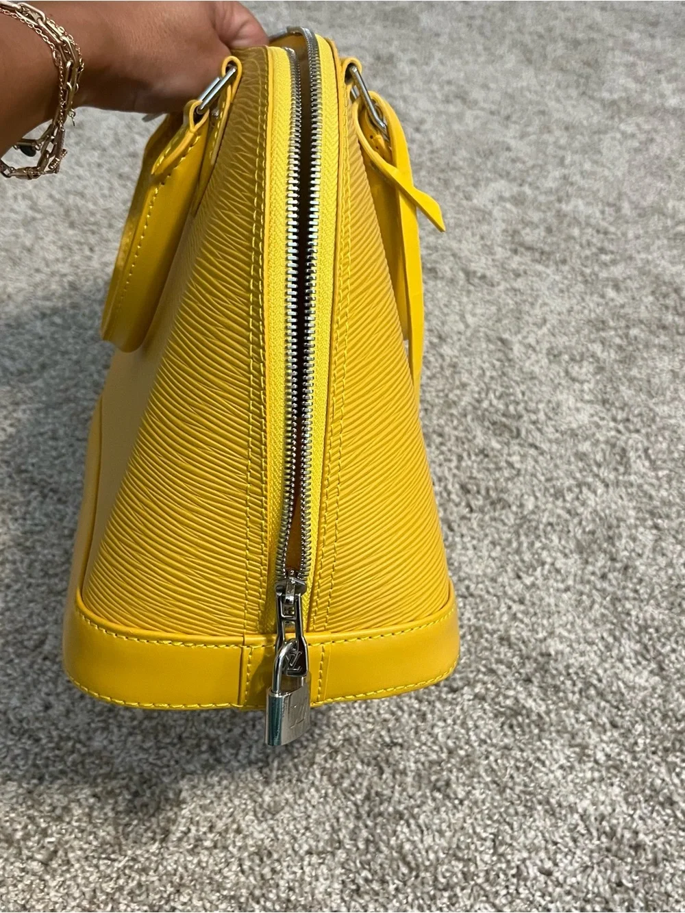 Yellow Structured Dome Satchel Handbag